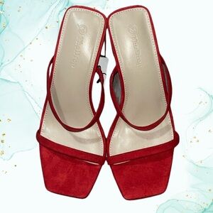 The Drop Avery Red Sandal Heels, NWT, Size 7